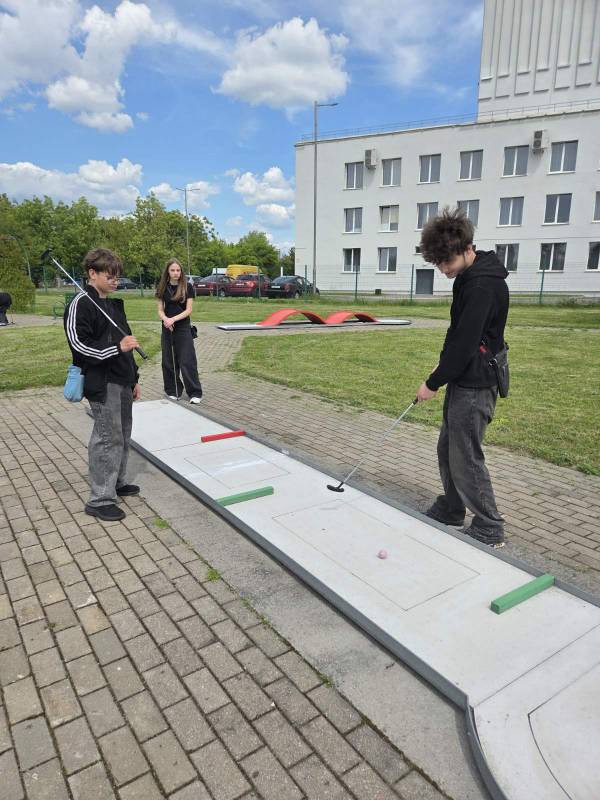 дети играют в гольф