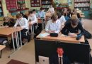 вучні пішуць дыктоўку